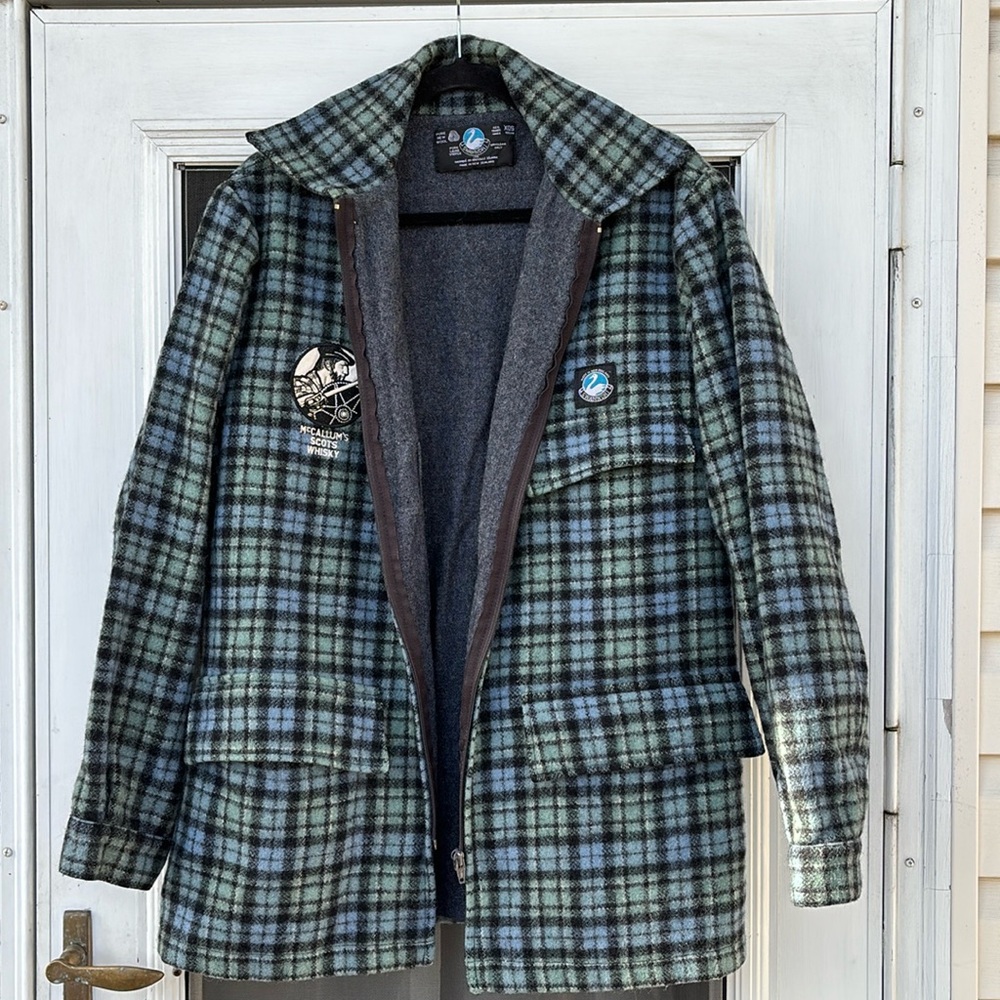 SWANDRI MEN’S BLUE BLACK CHECK MCCALLUMS SCOTS WHISKY WOOL JACKET-OS-RARE! - Picture 9 of 12